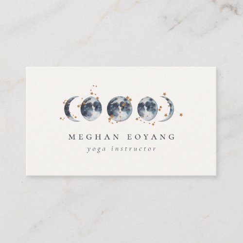 Celestial Starry Moon Phase  Navy Blue Business C Business Card