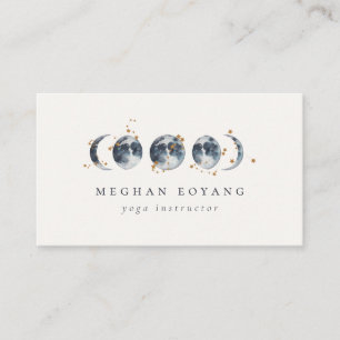 Celestial Starry Moon Phase   Navy Blue Business C Card