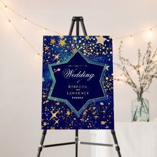 Celestial starry night blue wedding welcome  foam board