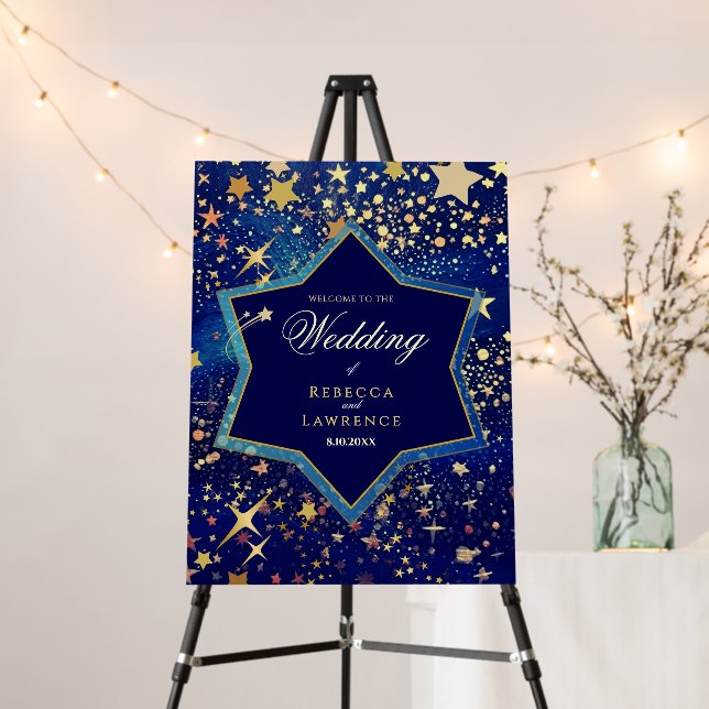 Celestial starry night blue wedding welcome  foam board (In Situ (Stand))
