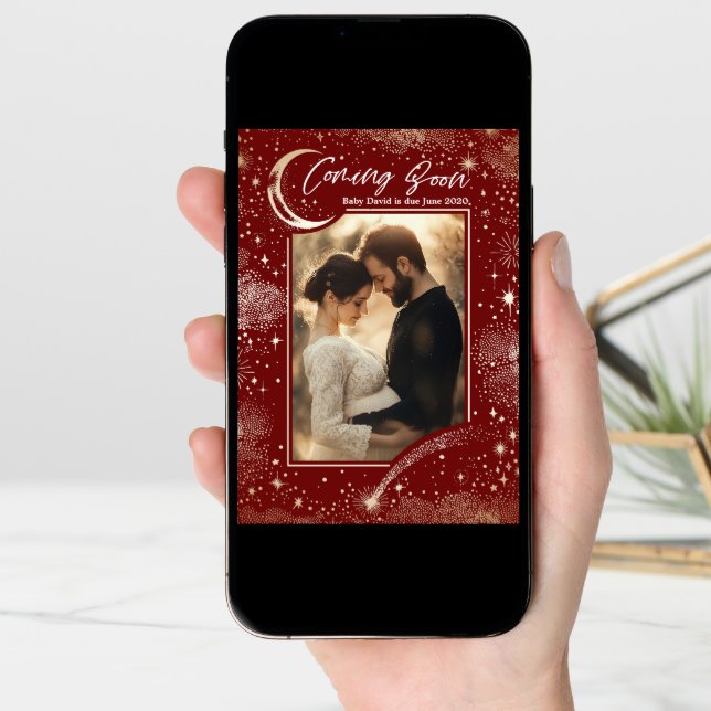 Celestial Starry Night Coming Soon Photo Pregnancy Announcement (Front Digital)