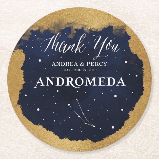 Celestial Starry Night Constellation Andromeda Round Paper Coaster (Front)