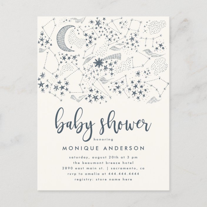 starry night baby shower invitations