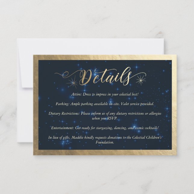 Celestial Starry Night Details Insert Card (Front)
