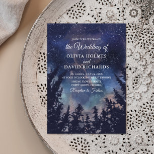 Celestial Starry Night Forest Wedding Invitation