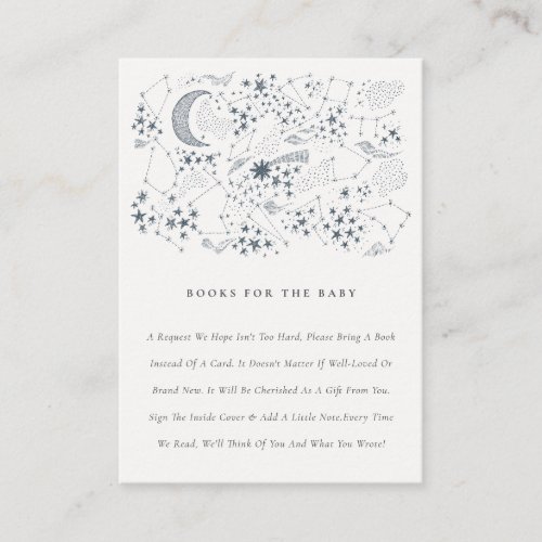 Celestial Starry Night Moon Books For Baby Shower Enclosure Card