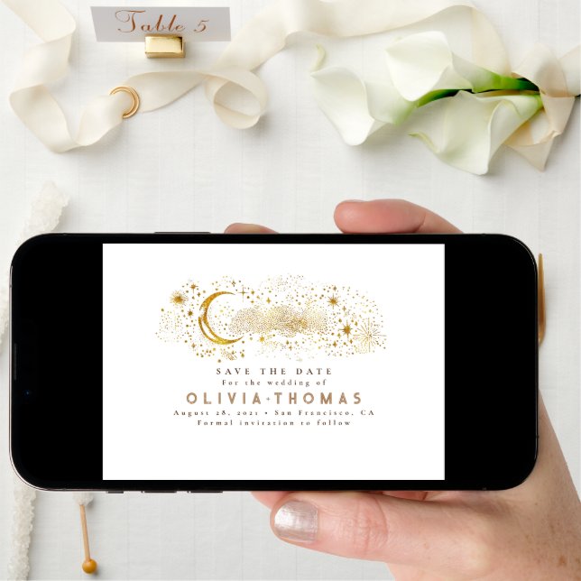 Celestial Starry Night Moon Mystical Save the Date (Front Digital)