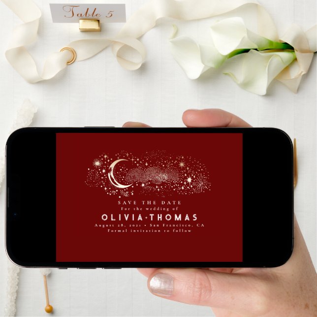 Celestial Starry Night Moon Mystical Save the Date (Front Digital)