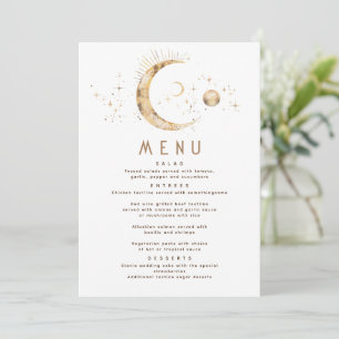 Celestial Starry Night Moon Wedding Menu Invitation