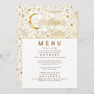 Celestial Starry Night Moon Wedding Menu Invitation