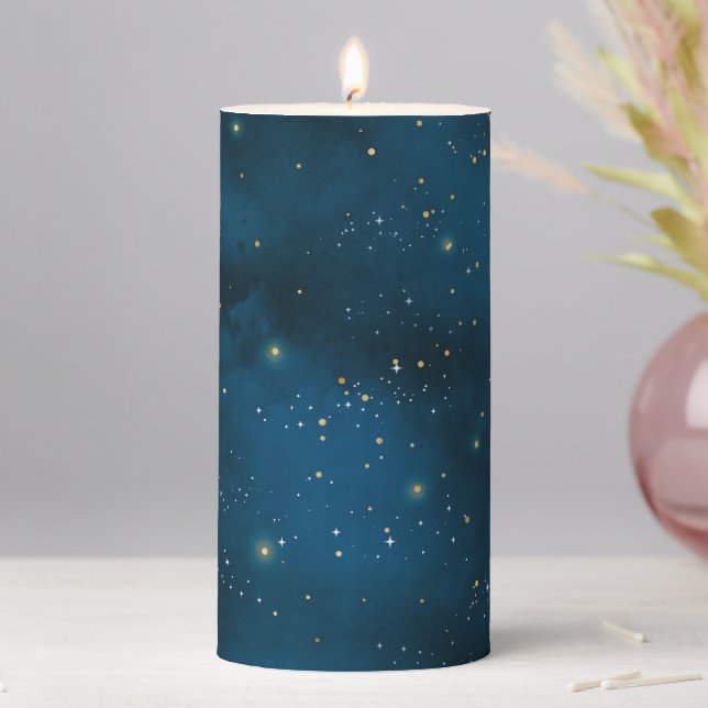 Celestial Starry Night Pillar Candle (In Situ)