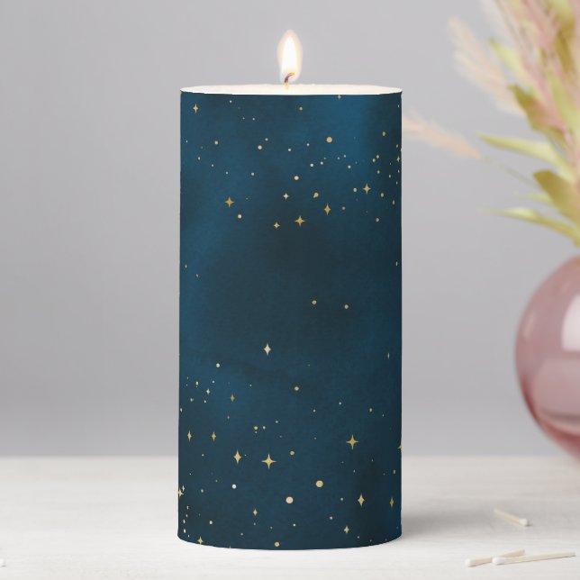 Celestial Starry Night Pillar Candle (In Situ)