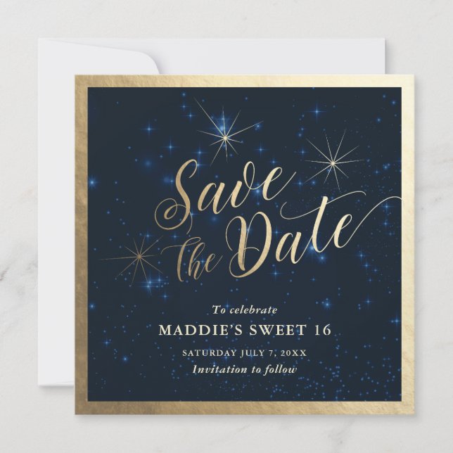 Celestial Starry Night Save the Date Card (Front)