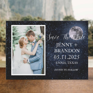 Celestial Starry Night Sky Galaxy Photo Moon Save The Date