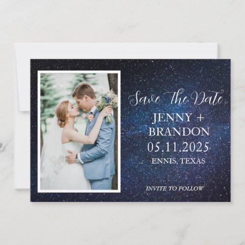 Celestial Starry Night Sky Galaxy Photo Romantic Save The Date