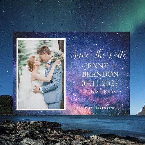 Celestial Starry Night Sky Galaxy Photo Romantic Save The Date