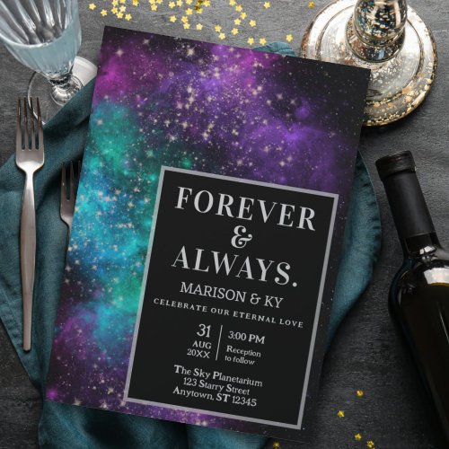 Celestial Starry Night Sky Space Nebula Wedding Invitation