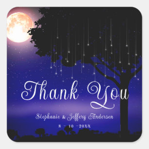 Celestial Starry Night String Light Thank You Square Sticker