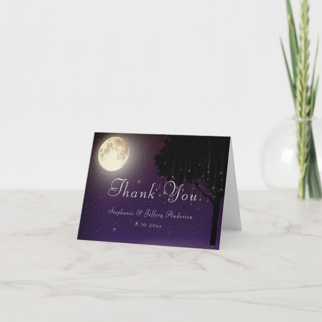 Celestial Starry Night String Lights Thank You Card (Front)