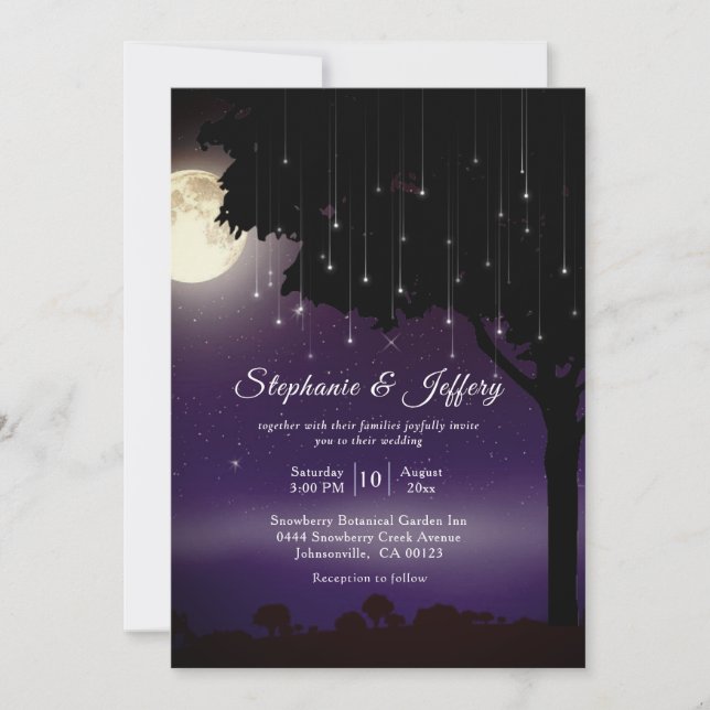 Celestial Starry Night String Lights Wedding Invitation (Front)