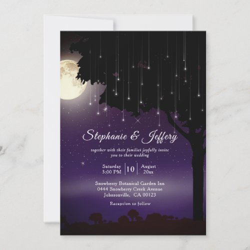 Celestial Starry Night String Lights Wedding Invitation