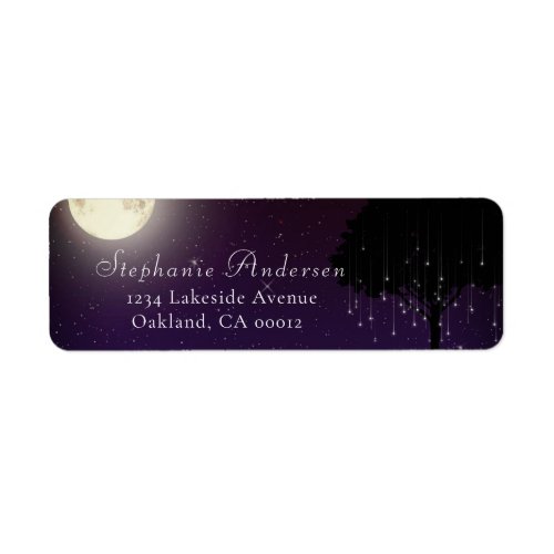 Celestial Starry Night Tree String Lights Wedding Label