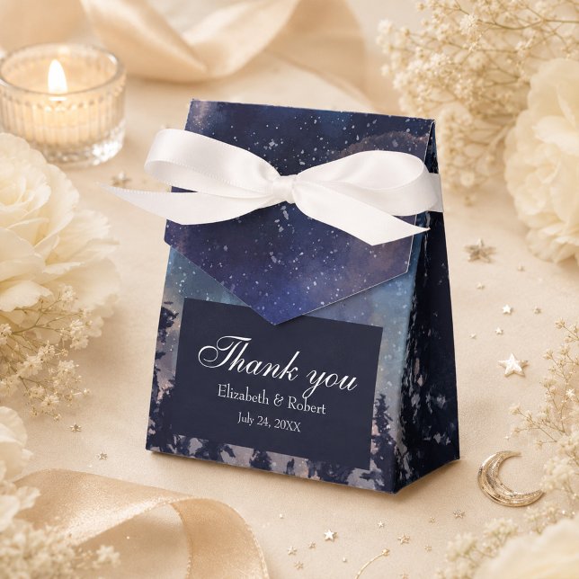 Celestial Starry Night Wedding Favor Box (Celestial Starry Night Wedding Favor Box on an elegant celestial wedding table)