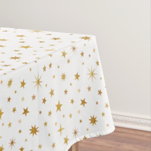 Celestial Starry Pattern Modern White Gold Wedding Tablecloth