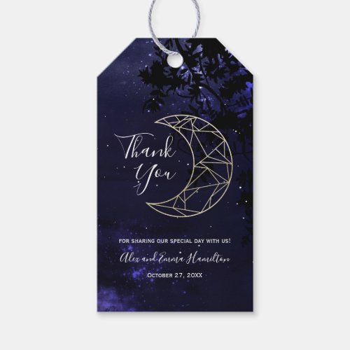 Celestial Starry Sky and Gold Moon Wedding Theme C Gift Tags