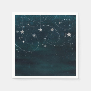 Celestial Starry Sky Swirls Baby Shower Party Paper Napkins