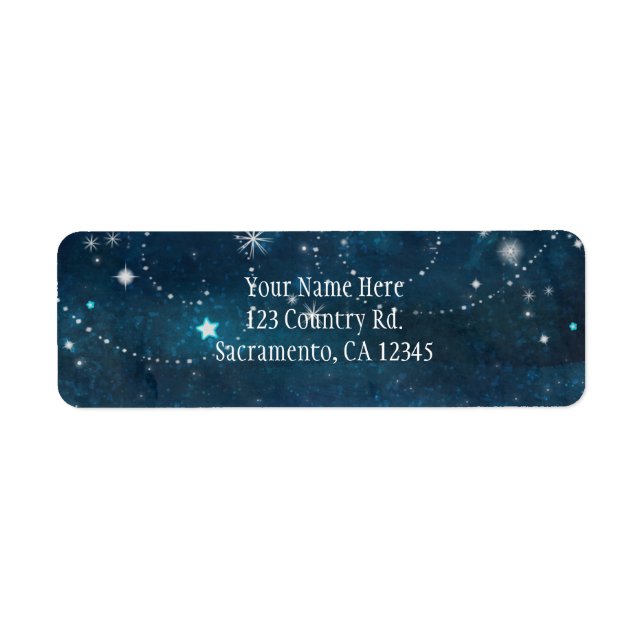 Celestial Starry Sky Swirls & Stars Invitation Label (Front)