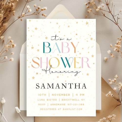 Celestial Starry Sky Vintage Baby Shower Invitation