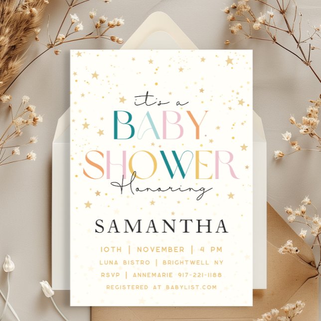 Celestial Starry Sky Vintage Baby Shower Invitation (Creator Uploaded)