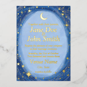 Celestial starry wedding invitation artsy foil inv foil invitation