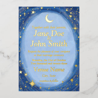 Celestial starry wedding invitation artsy foil inv foil invitation
