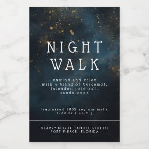 Celestial Stars Blue Candle Wax Melt 3x2" Label