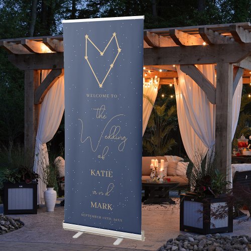 Celestial Stars Heart Welcome To Our Wedding  Retractable Banner