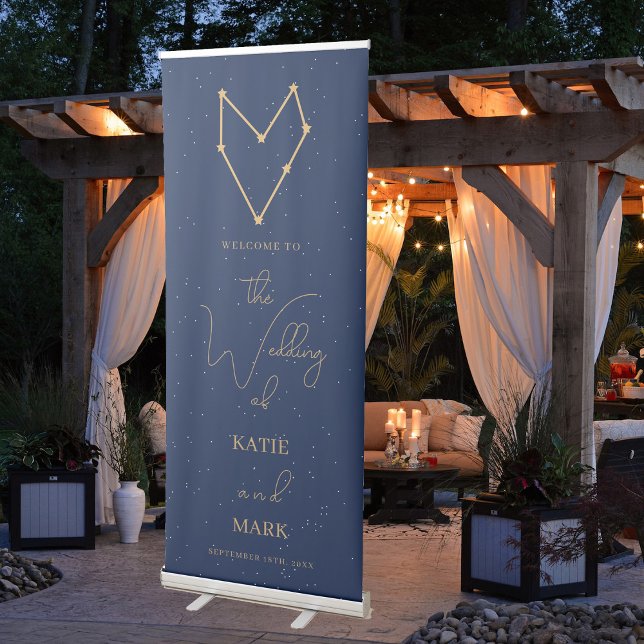 Celestial Stars Heart Welcome To Our Wedding  Retractable Banner (Celestial Stars Heart Welcome To Our Wedding Retractable Banner)