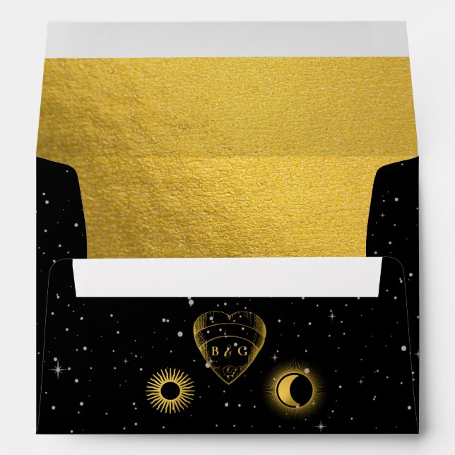 Celestial Stars Moon 5x7 Wedding Invitation  Envelope (Back (Bottom))