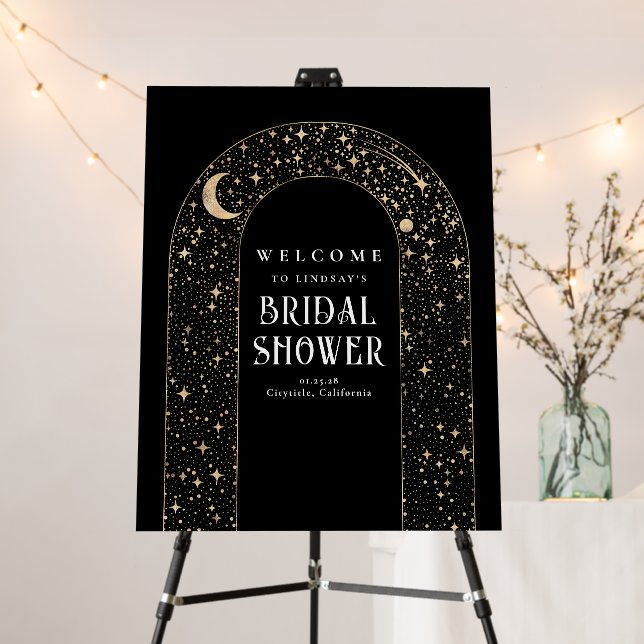 Celestial Stars Moon Bridal Shower Welcome Sign (In Situ (Stand))
