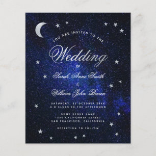 Celestial Stars & Moon Budget Wedding Invitation