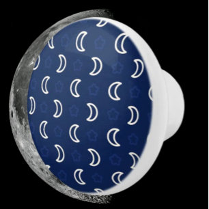 Celestial Stars & Moon Ceramic Knob – Navy Blue