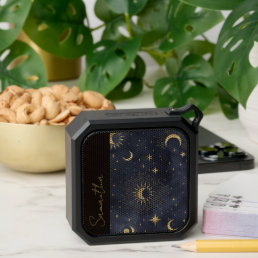 Celestial Stars Moon Monogram Personalized Bluetooth Speaker