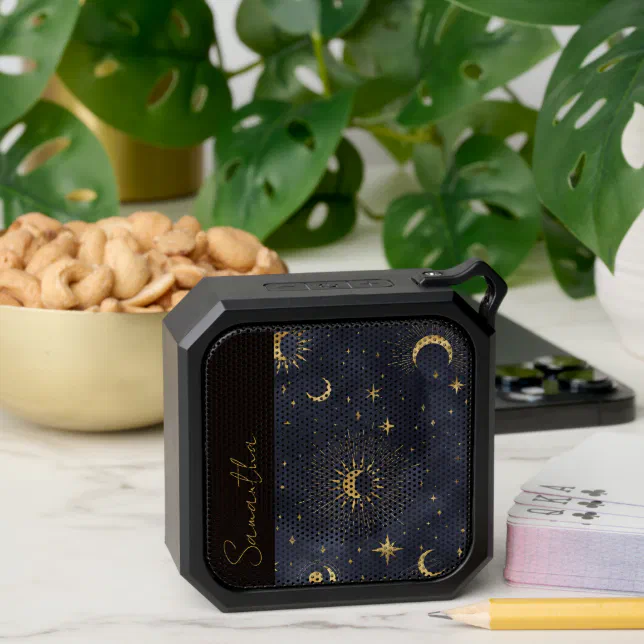 Celestial Stars Moon Monogram Personalized Bluetooth Speaker
