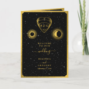 Celestial Stars Moon Wedding Order of Service Program