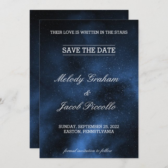 Celestial Stars Night Sky Galaxy Save The Date (Front/Back)