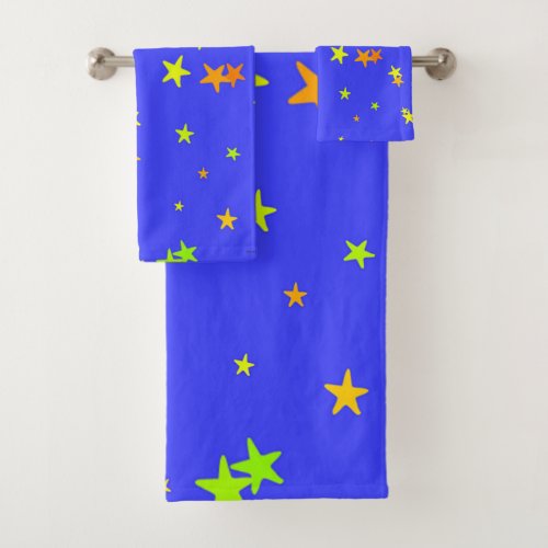 CELESTIAL STARS ON BLUE BATH TOWEL SET