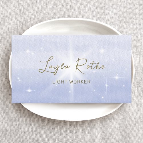 Celestial Stars Soft Blue Watercolor Business Card