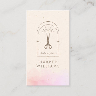 Celestial Stars Tarot Hair Stylist Salon QR Code Business Card