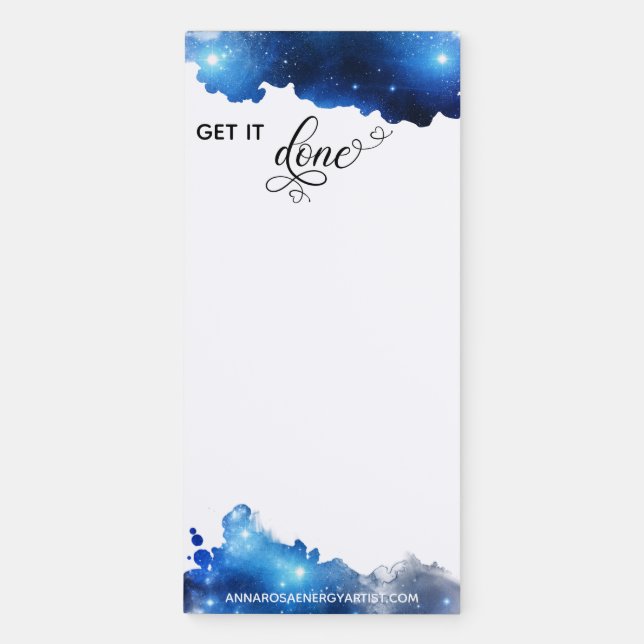 *~* Celestial Stars Text GET IT DONE Night Sky Magnetic Notepad (Front)